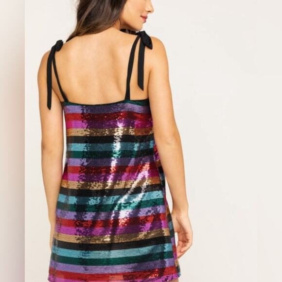 Show Me Your Mumu Super Slip Tie Rainbow Sequin Party Dress Size XS New with Tag - Picture 2 of 9